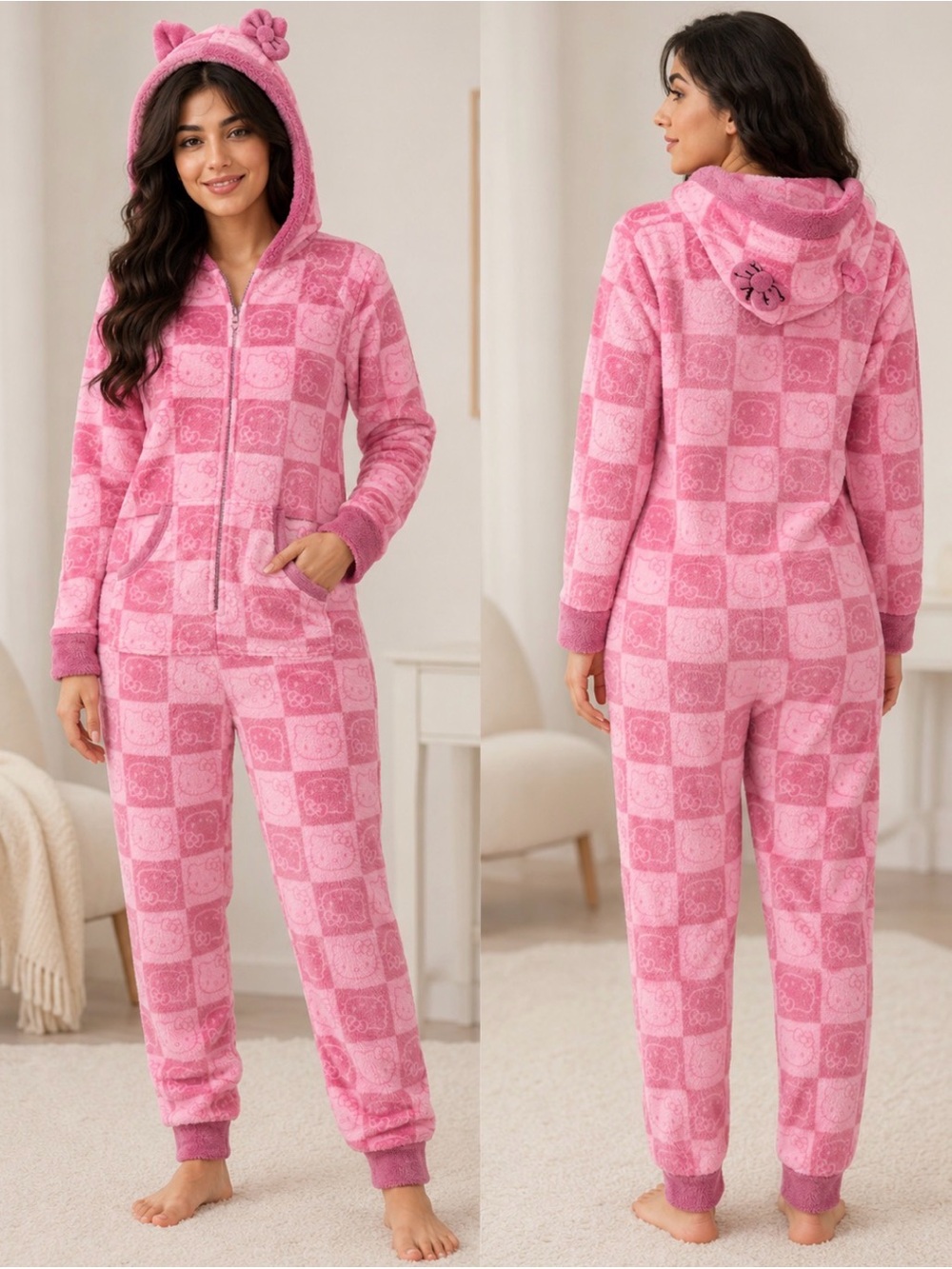 Hello Kitty Pink Plush One-Piece Pajama
